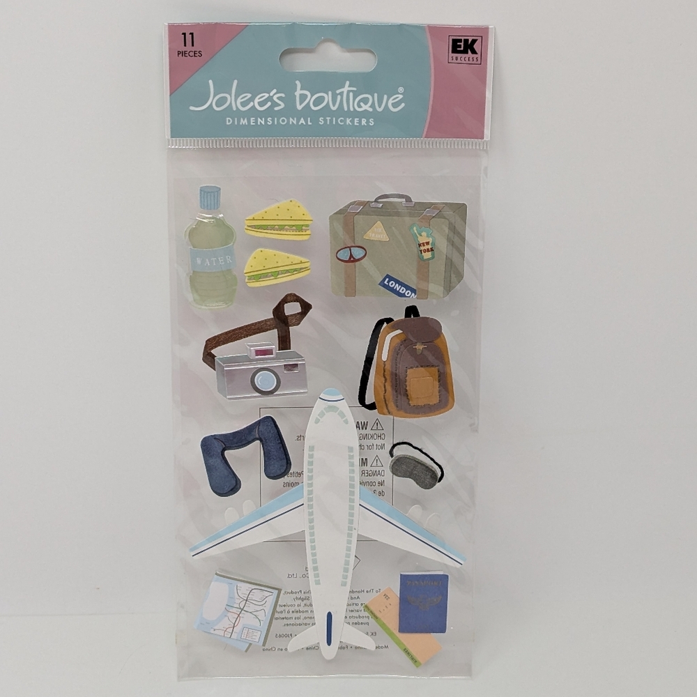 Jolee's Boutique Dimensional Stickers Airplane Plane Camera Passport